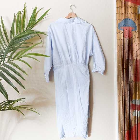 Monday Muse Light Blue Cotton Wrap Shirtdress Size Small - Picture 8 of 10